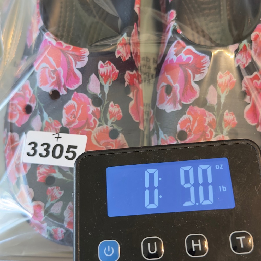 Crocs Freesail Clog Black Red Pink Rose Floral Print Slip On Shoes Womens 8 - Picture 10 of 10